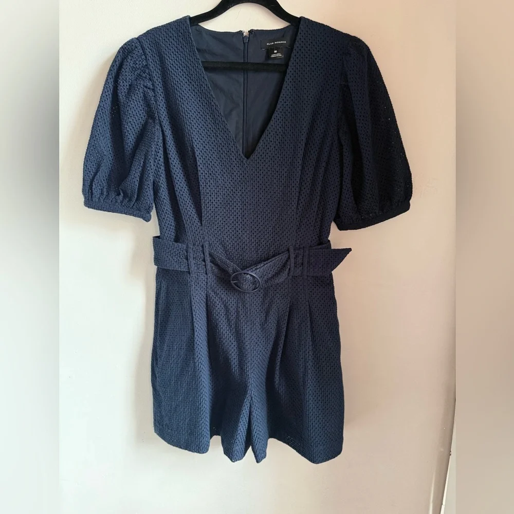 Club Mónaco Navy Blue Belted Romper - Picture 5 of 13